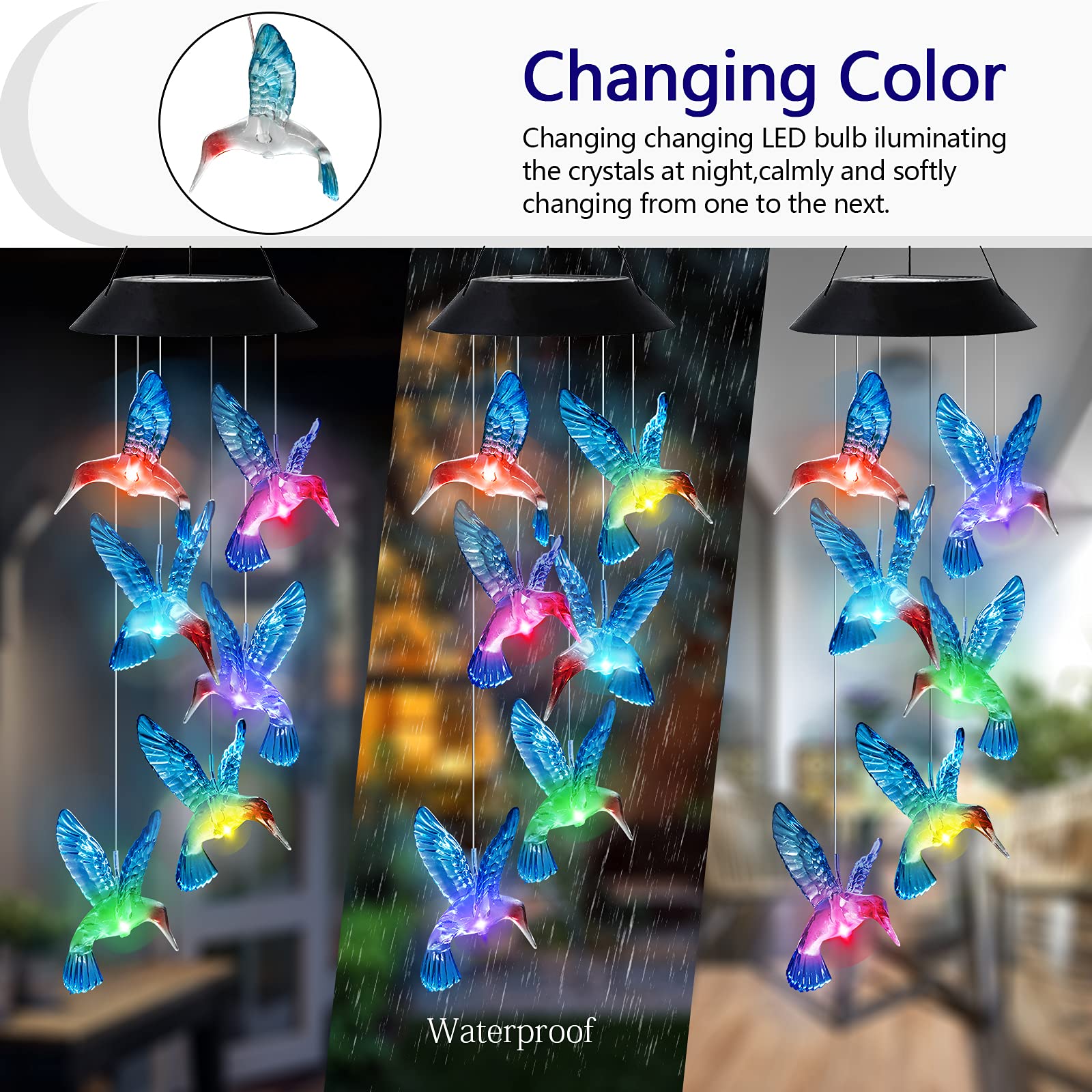 HiSolar solar panel powers durable wind chimes for outdoor use