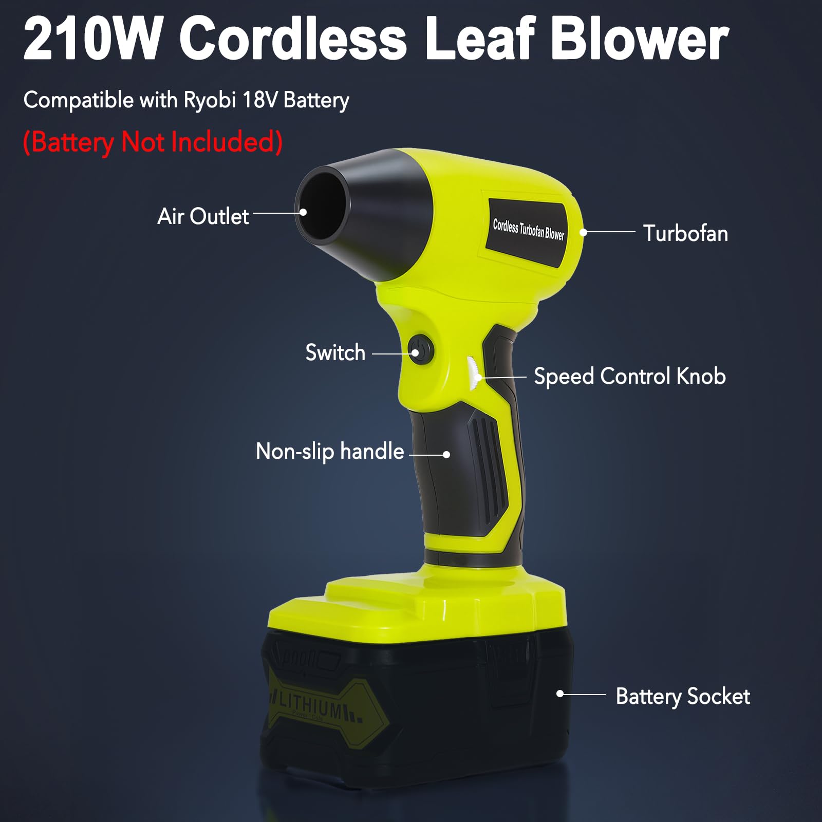 Histely 2025 cordless blower works with Ryobi 18V compatibility and lightweight design