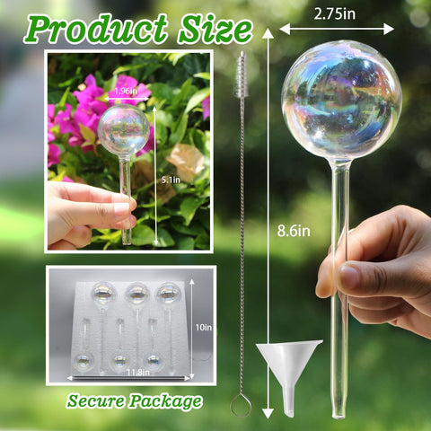 Histely glass self-watering spikes highlight the elegant bulbs for steady plant hydration