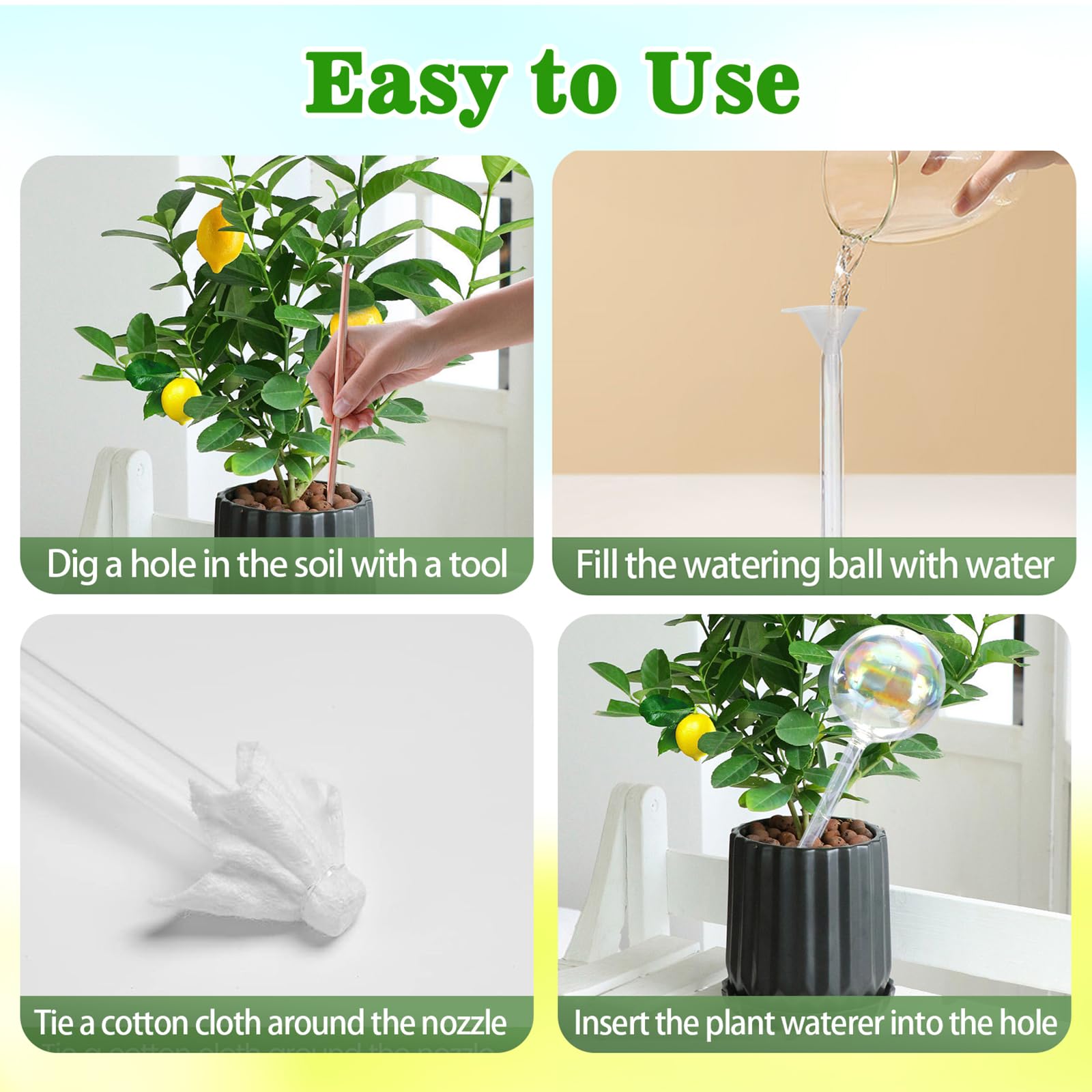 Histely large watering globe eight point six inches keeps soil moist for several days