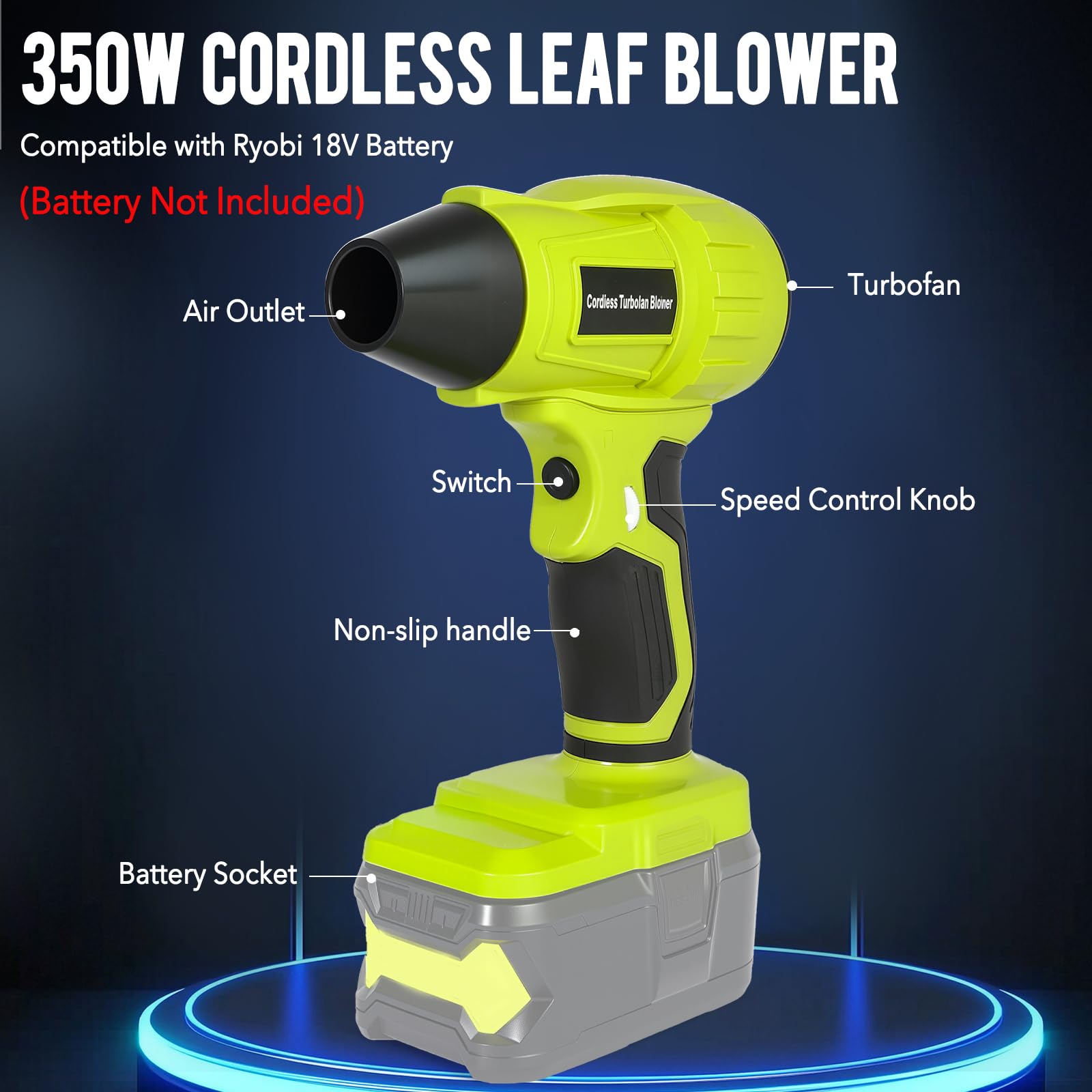 Histely compatible with Ryobi 18V battery for convenient power.