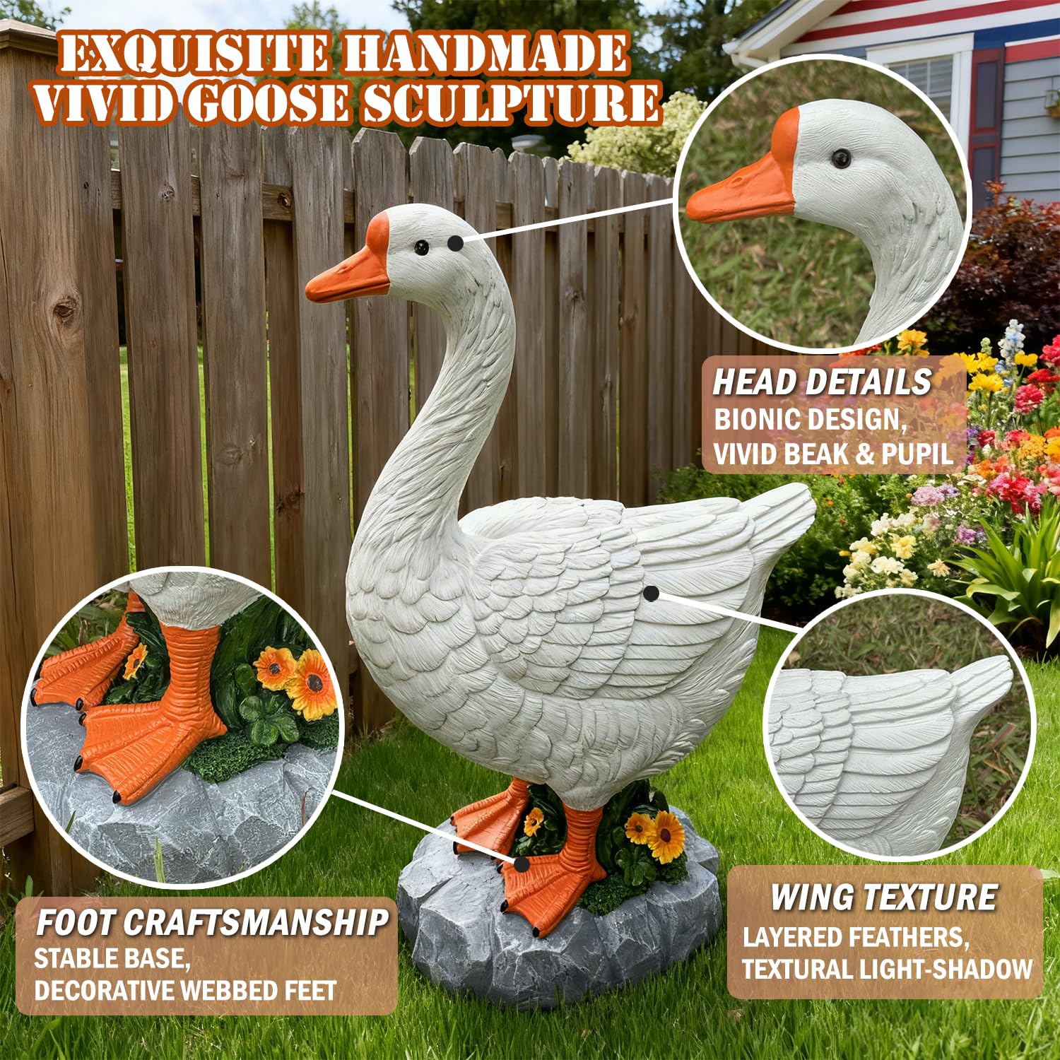 HISUMER resin garden goose for outdoor display in all weather