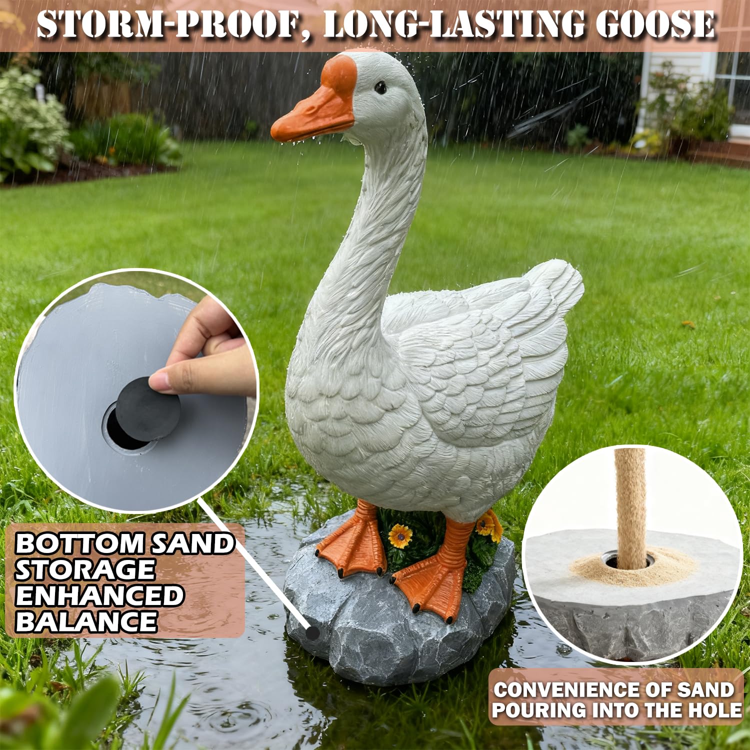 HISUMER sand-fillable base ensures stable porch standing