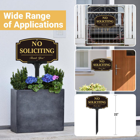HISVISION golden design boosts visibility and curb appeal for no soliciting signage.