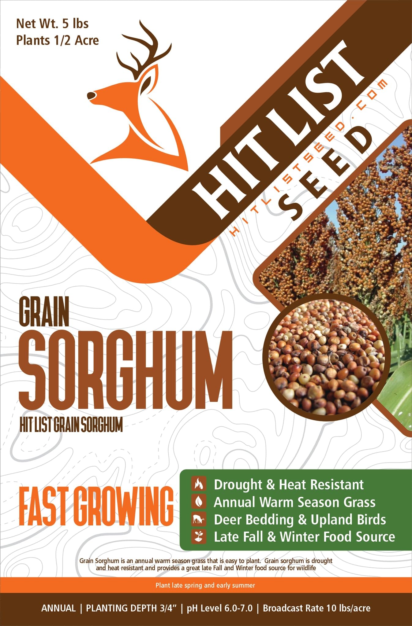 Hit List Seed Grain Sorghum food plot seeds bag helps establish reliable deer forage
