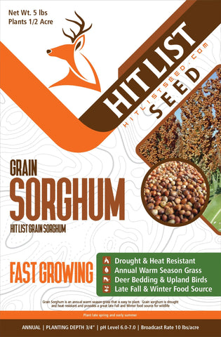 Hit List Seed Grain Sorghum food plot seeds bag helps establish reliable deer forage