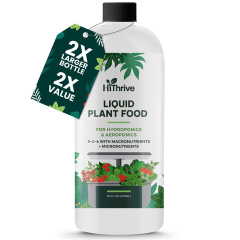 HiThrive aeroponics liquid fertilizer bottle pour boosts easy feeding for hydroponics.