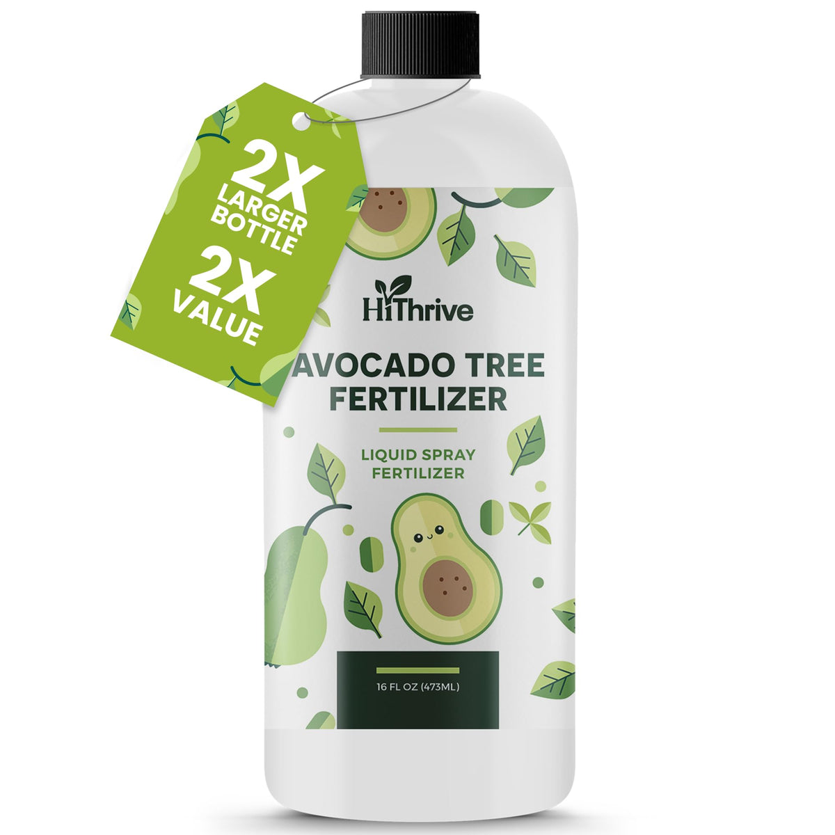 HiThrive avocado fertilizer bottle pour supports easy application and greener foliage.