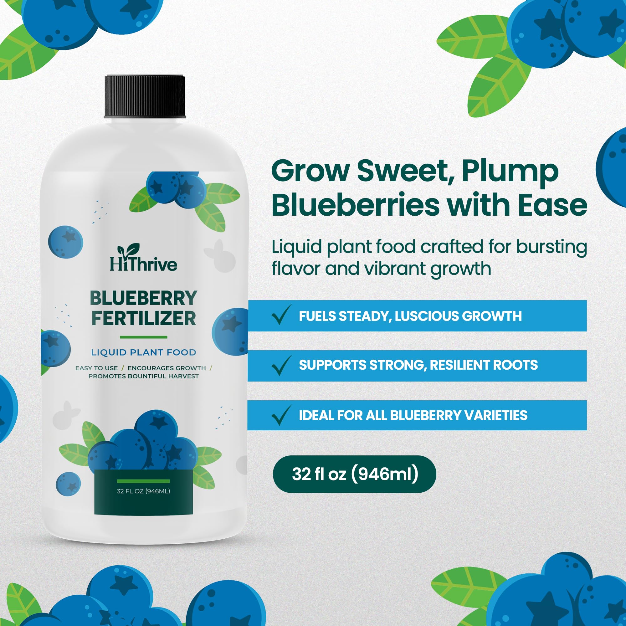 HiThrive Blueberry Fertilizer mixing visual shows easy dilution for even feeding.