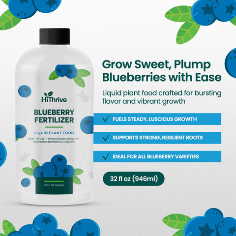 HiThrive Blueberry Fertilizer mixing visual shows easy dilution for even feeding.