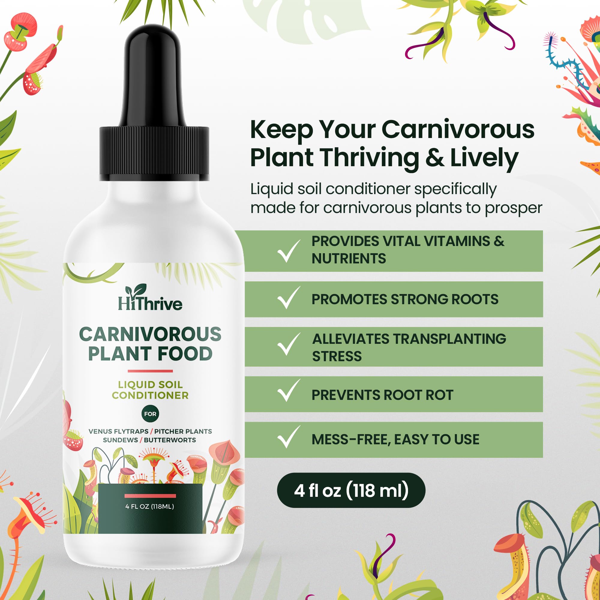 HiThrive carnivorous plant food drops make feeding around roots easy.