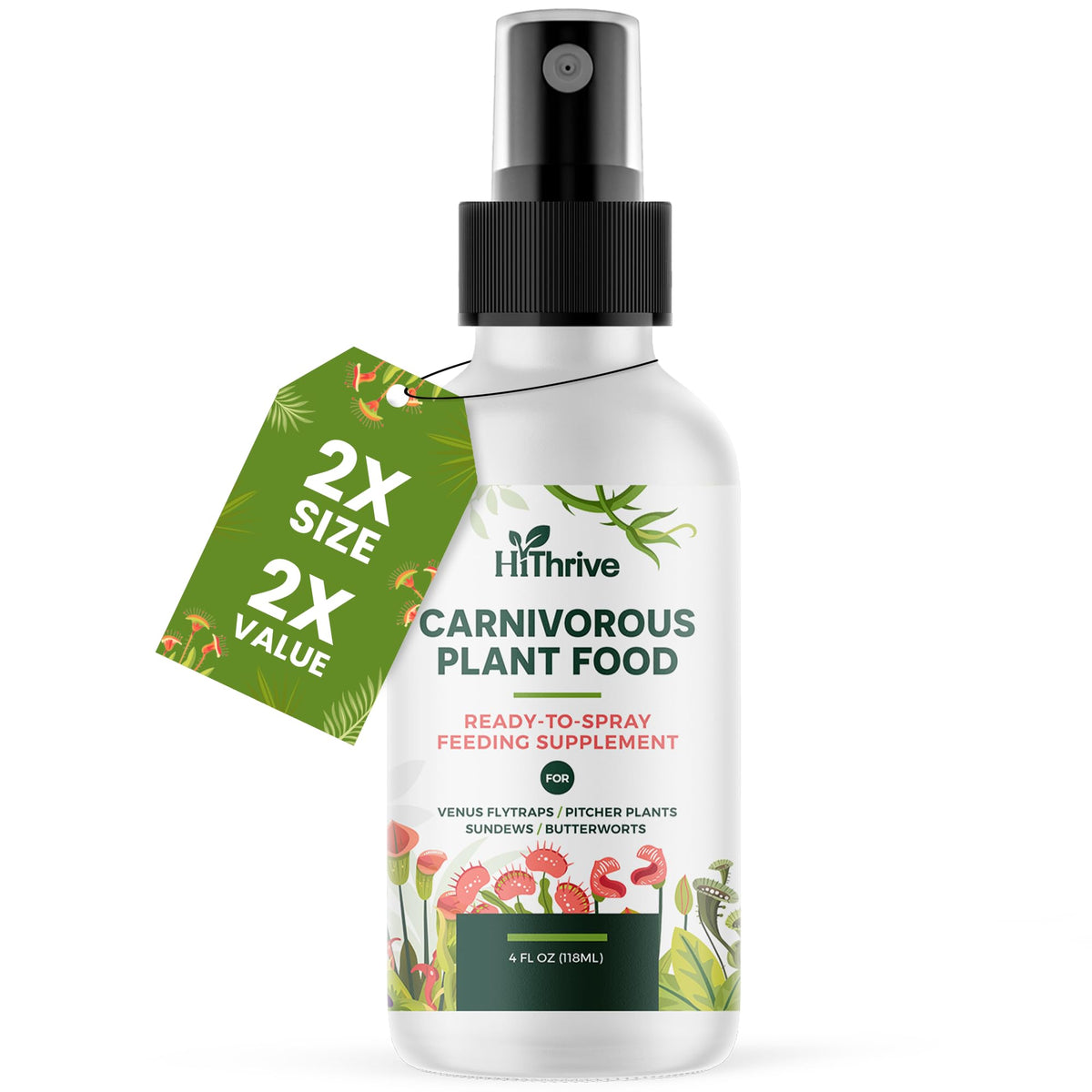 HiThrive carnivorous plant food spray bottle for consistent weekly nourishment.