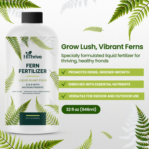 HiThrive fern liquid mix demonstrates easy dosing for indoor care.
