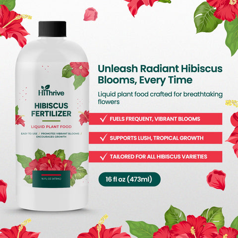 HiThrive hibiscus flowers nourished for bigger, brighter blooms in outdoor beds.
