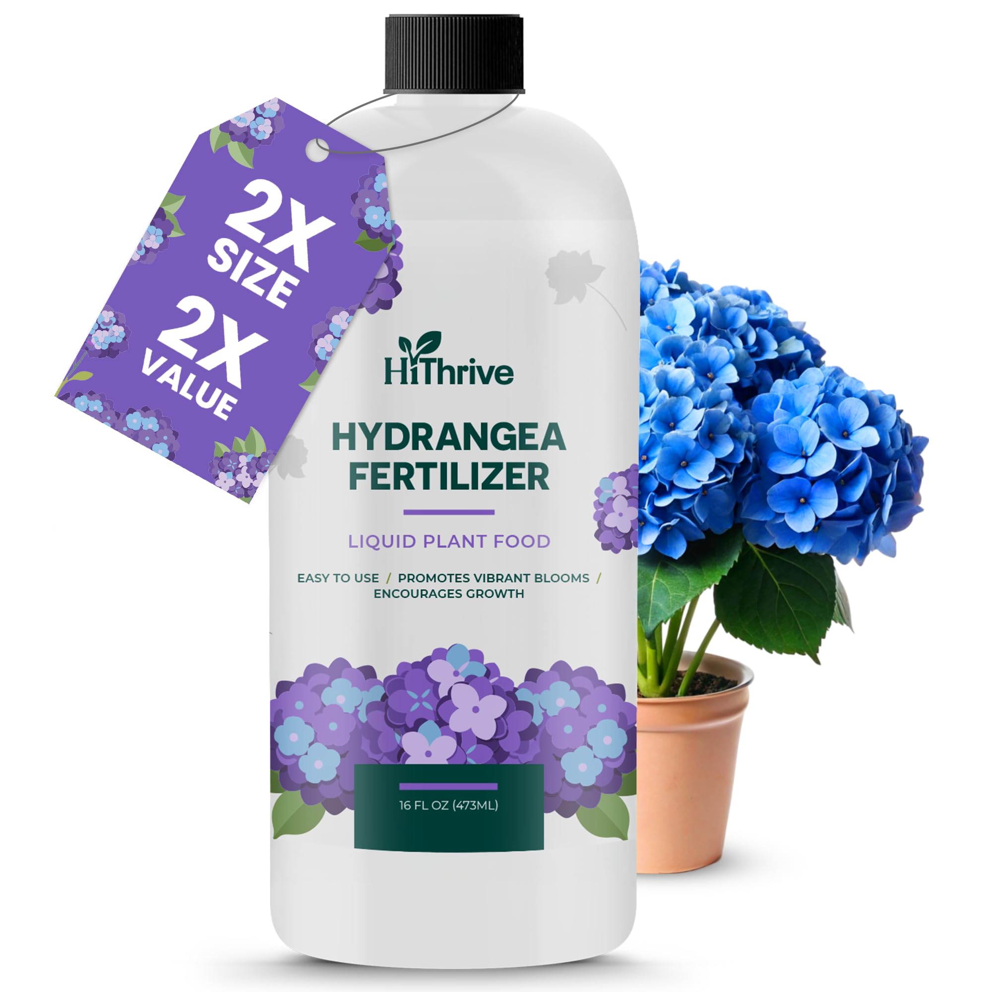 HiThrive Hydrangea 16oz bottle ready to nourish vibrant blooms