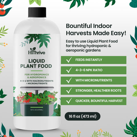 HiThrive hydroponics reservoir dispense shows instant feeding in action for healthy harvests.