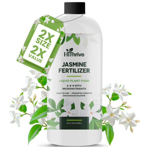 HiThrive Jasmine Fertilizer 16oz bottle ready for feeding vibrant jasmine blooms