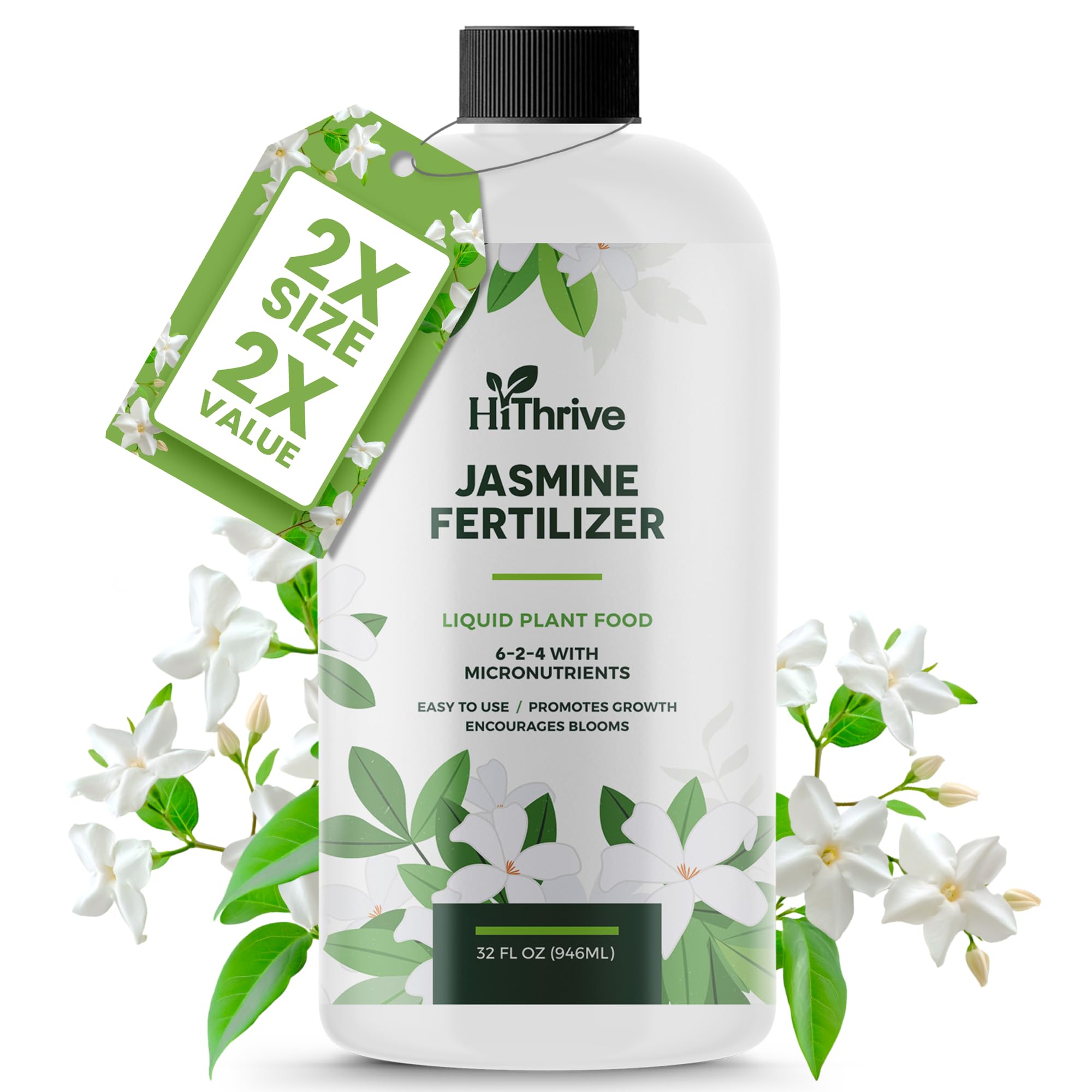 HiThrive Jasmine Fertilizer 32oz bottle for vibrant indoor and outdoor blooms