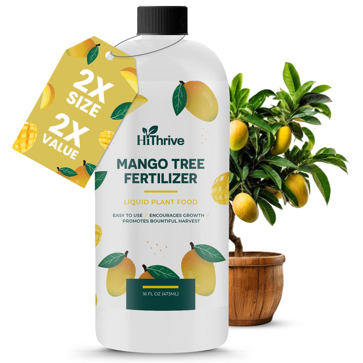HiThrive Mango Fertilizer bottle ready for easy mango tree feeding