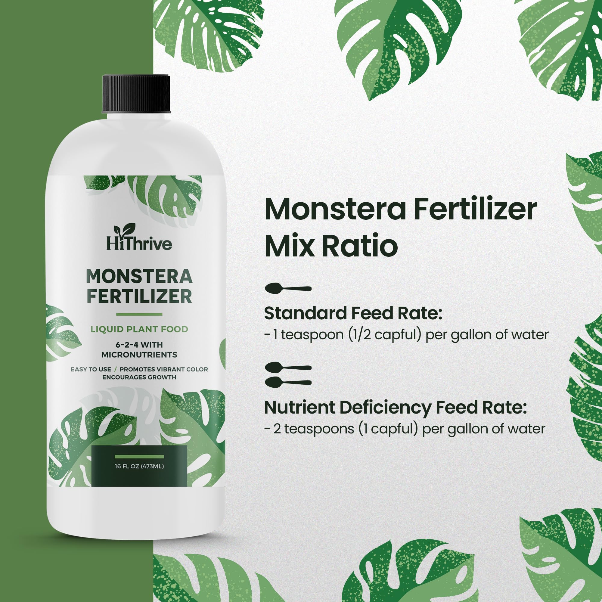 HiThrive Monstera promotes strong growth and vibrant foliage.