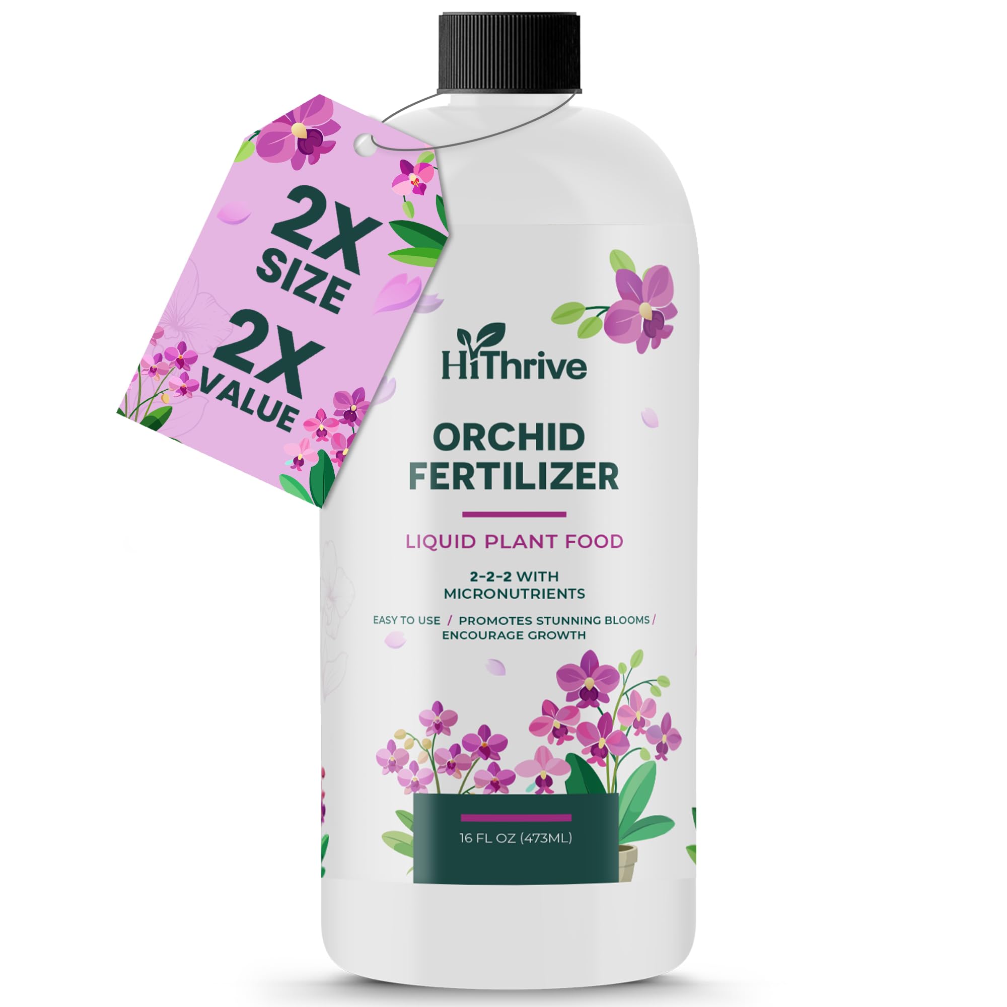 HiThrive Orchid Fertilizer 16oz bottle ready for nourishing vibrant orchid blooms.
