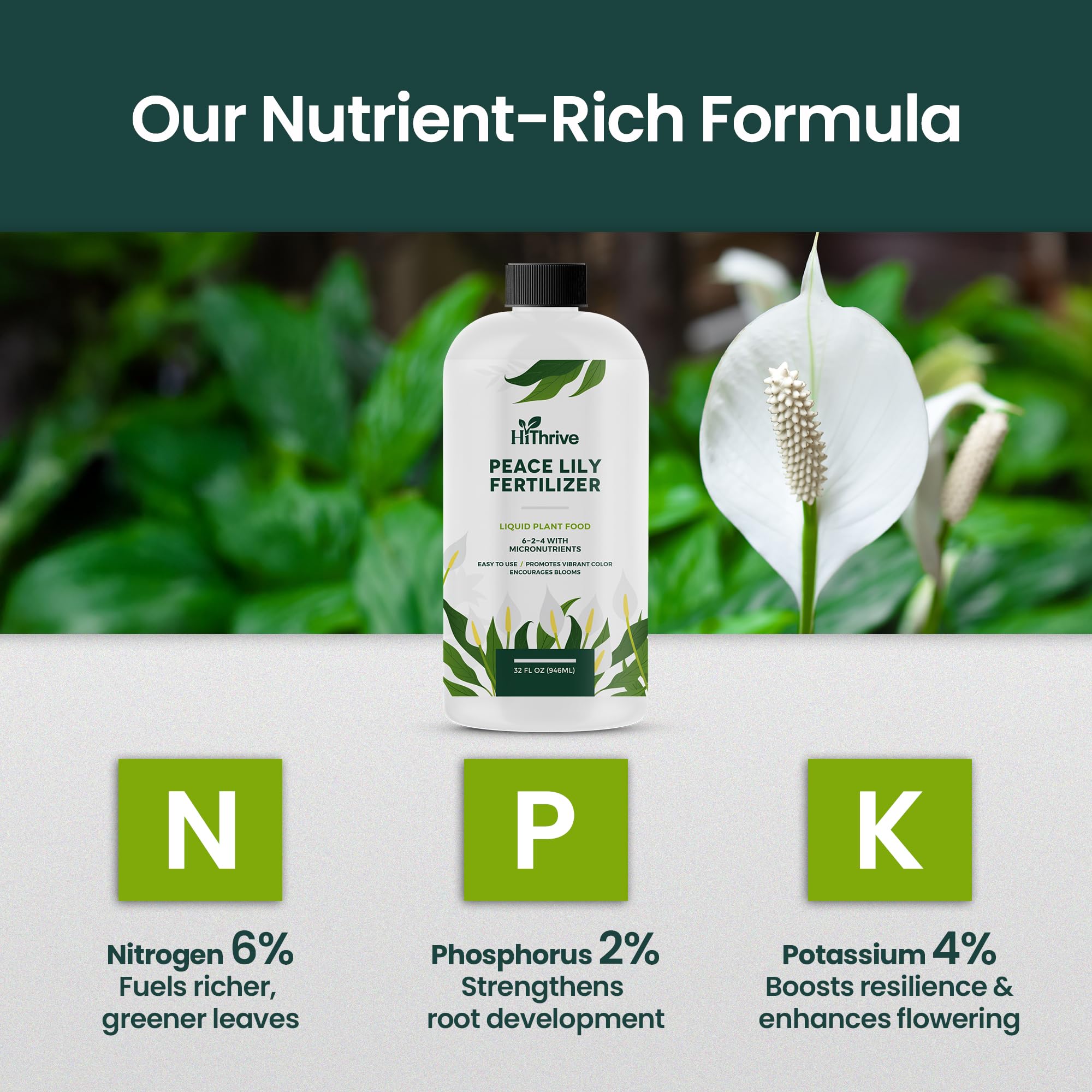 White blooms thriving with HiThrive plant fertilizer formula.
