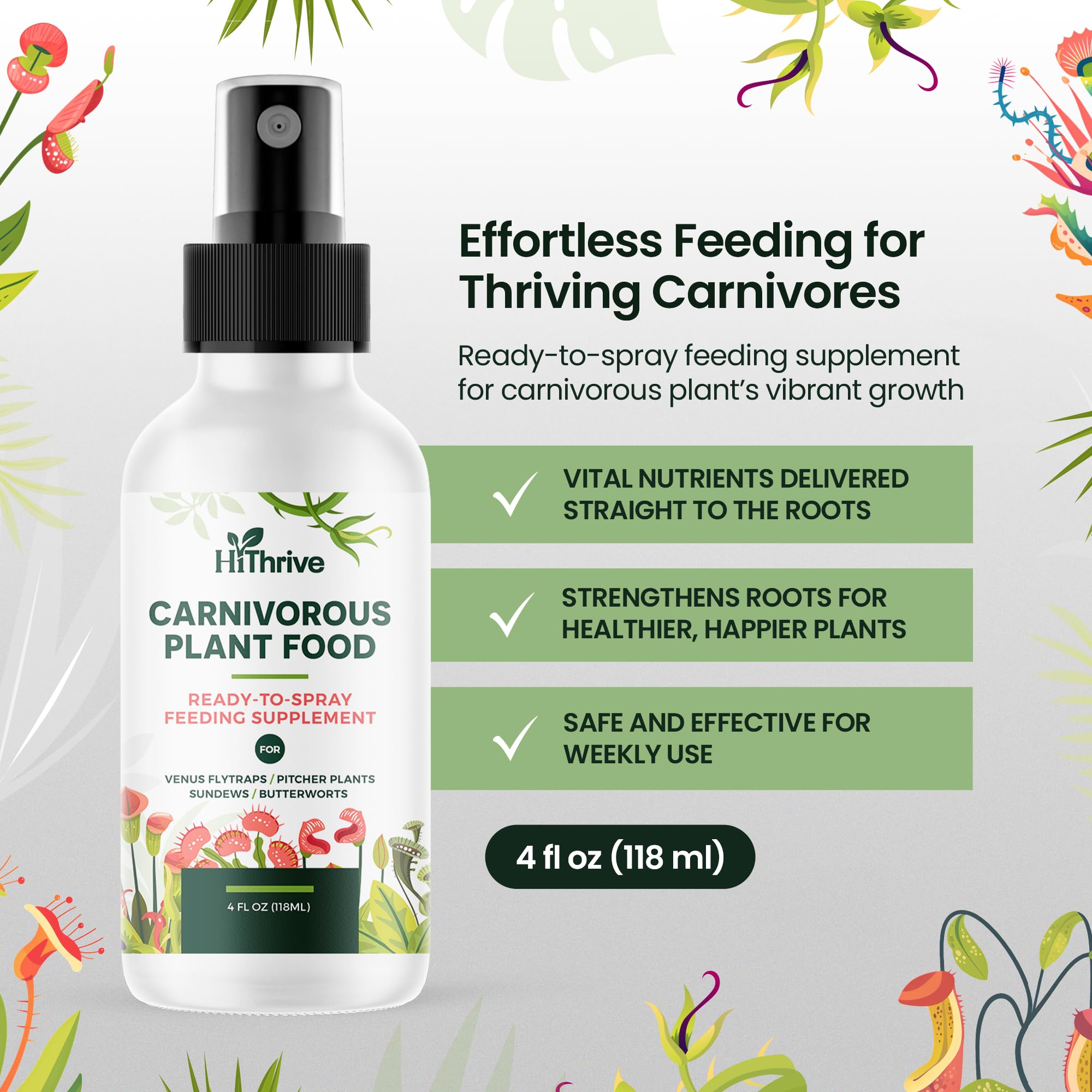 HiThrive Venus Fly Trap spray application showing targeted feeding benefits.