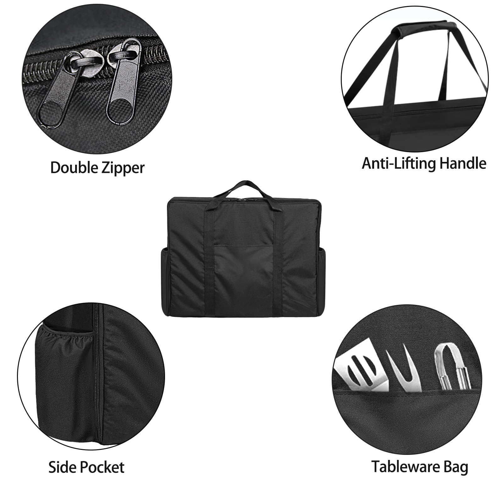 Hiticover bag closed with handles ready for travel.