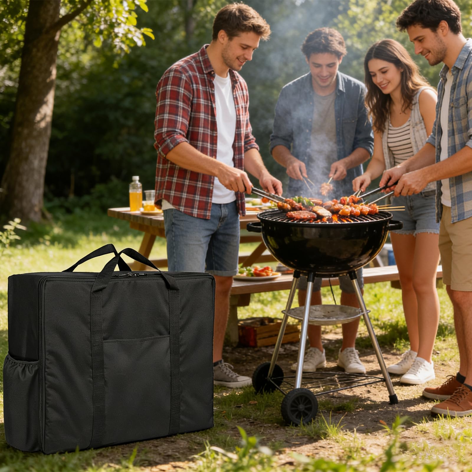 Hiticover bag material close-up highlighting rugged 600D fabric.