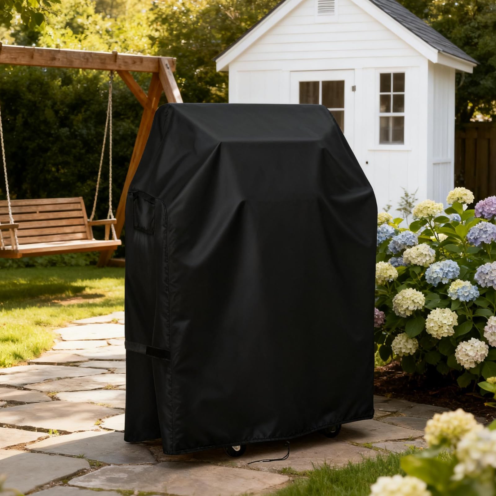 Hiticover durable black finish blends with outdoor decor while guarding against elements