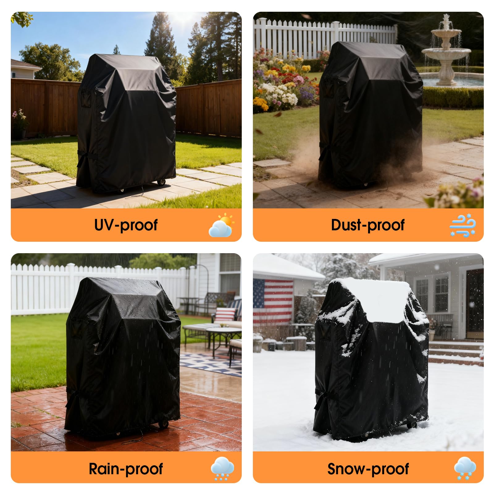Hiticover protects grill from dust and debris when stored outdoors