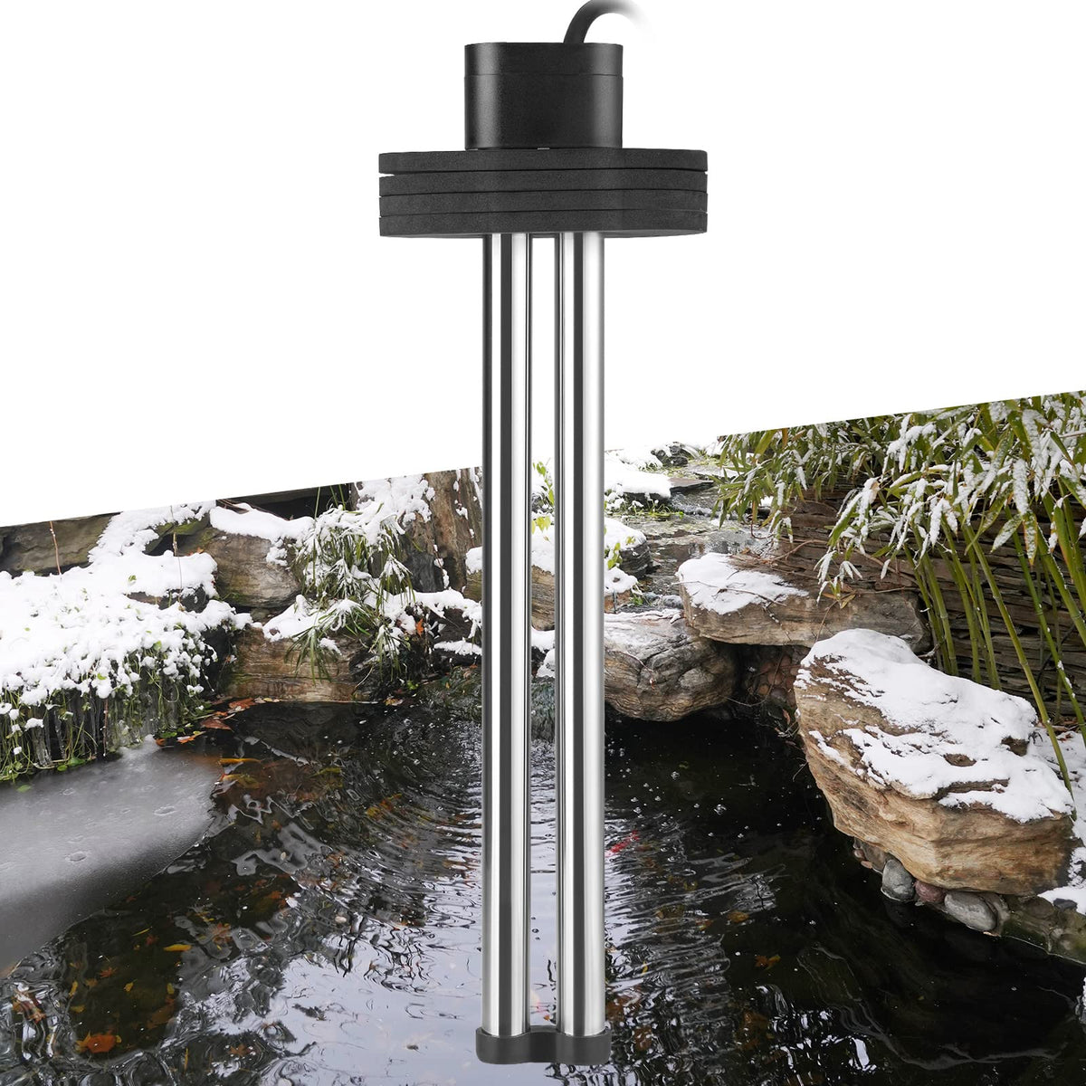 HITOP pond heater floats on water with foam to avoid mud contact