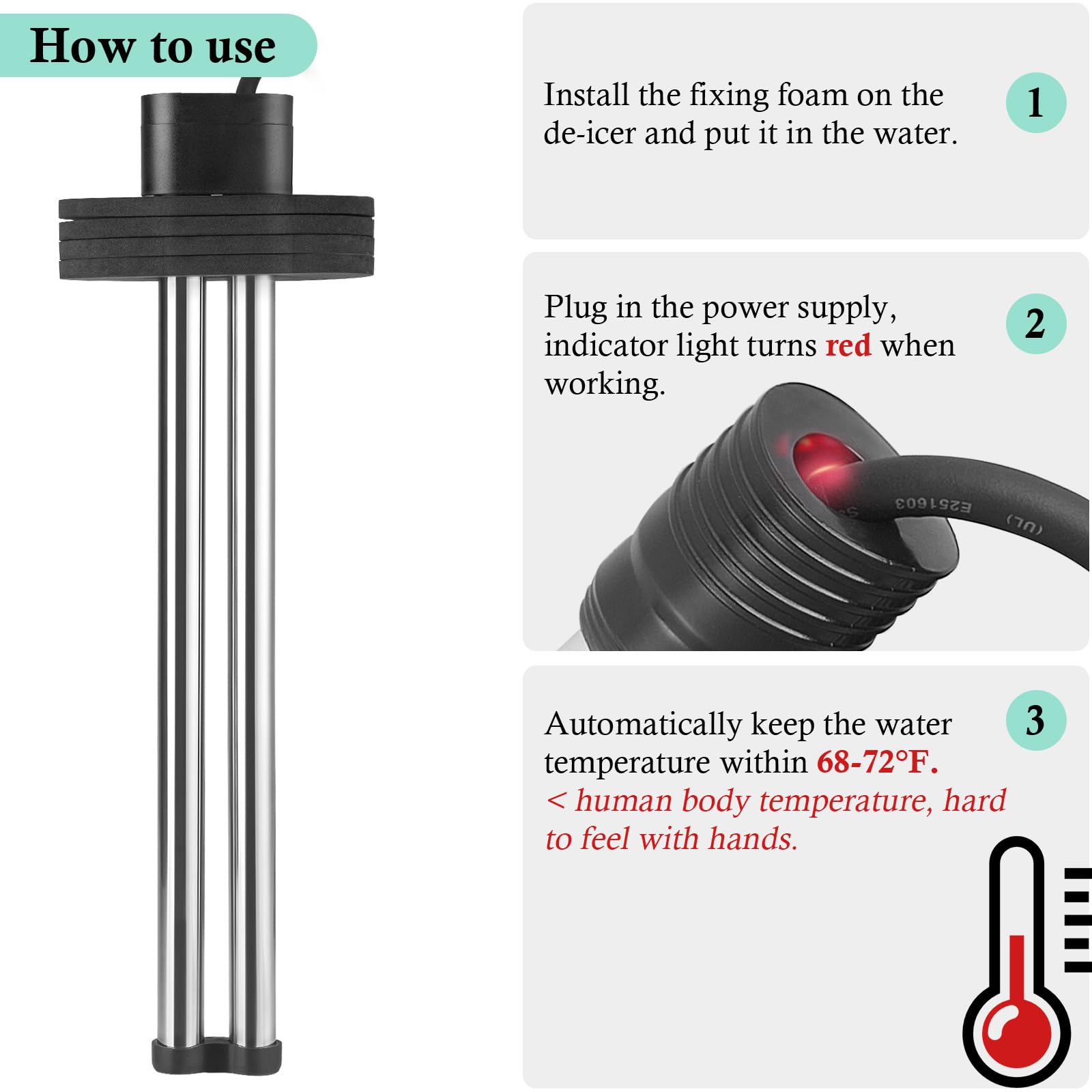 Stainless steel element resists rust and cleans easily after outdoor use
