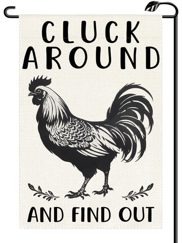 HIUCUS funny chicken flag front view, double-sided outdoor decor for yard