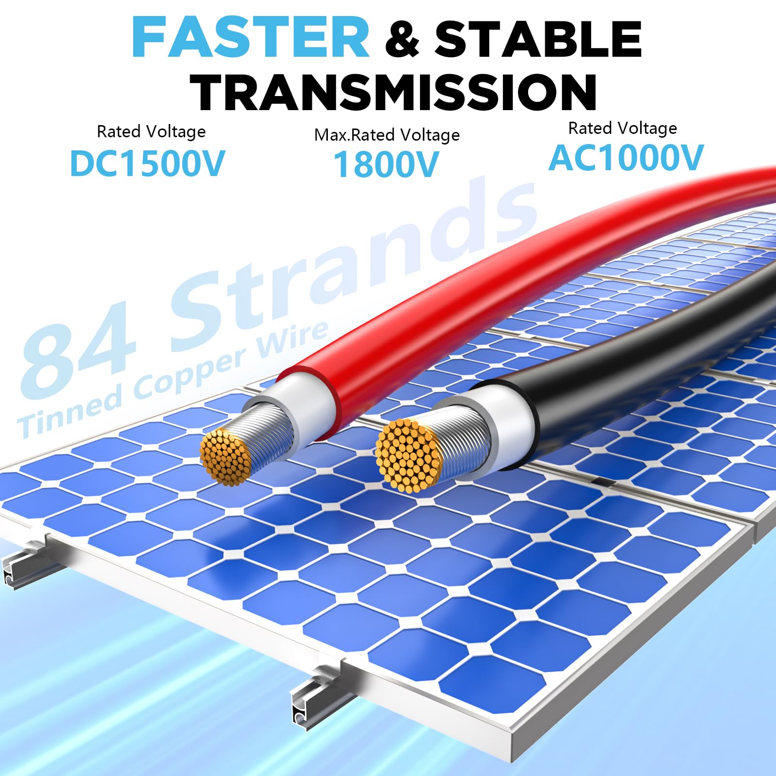 Hiutgowt pv wire 1500V DC rating detail suitable for high-voltage solar setups