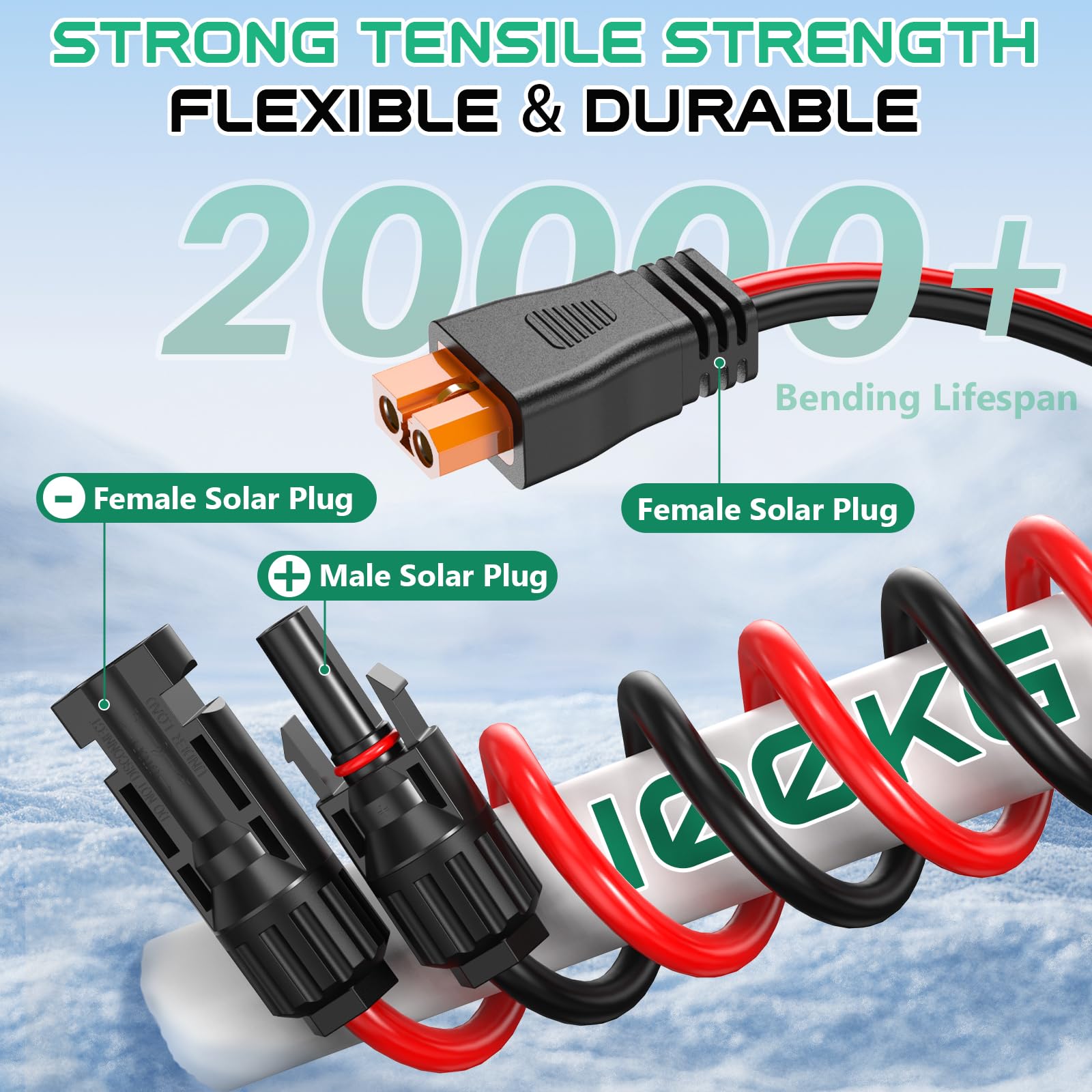 Hiutgowt Solar-panel-to-XT60i-extension facilitates easy reach and neat wiring.
