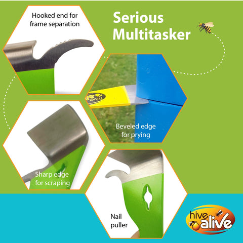 HIVE ALIVE 3mm stainless steel construction resists bending and corrosion during hive work.