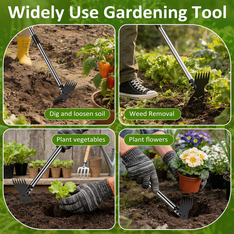 Hivenlly weed puller in garden setting ready for yard tasks.