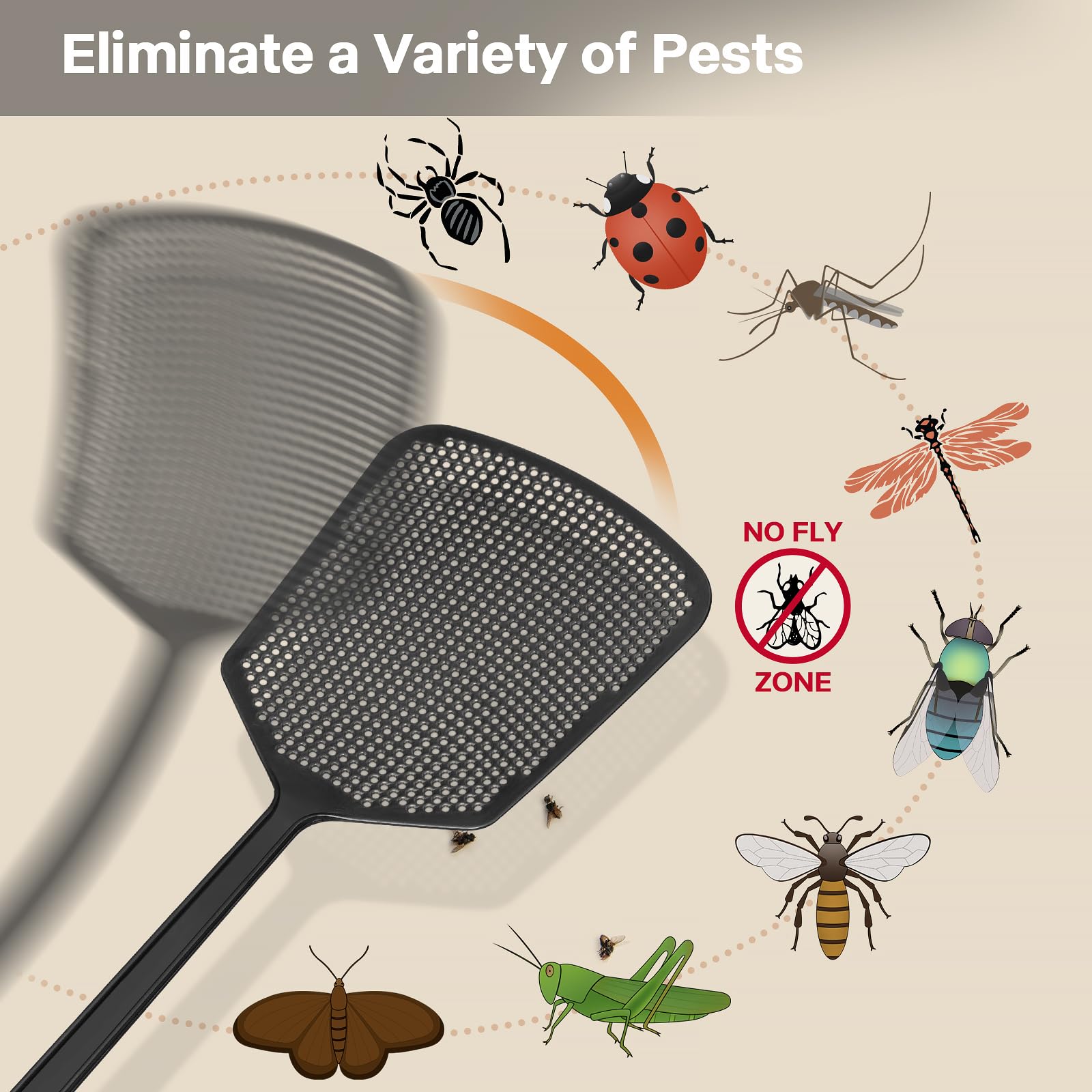 Hiway fly swatters four-pack non-slip handle for a secure grip during swats.