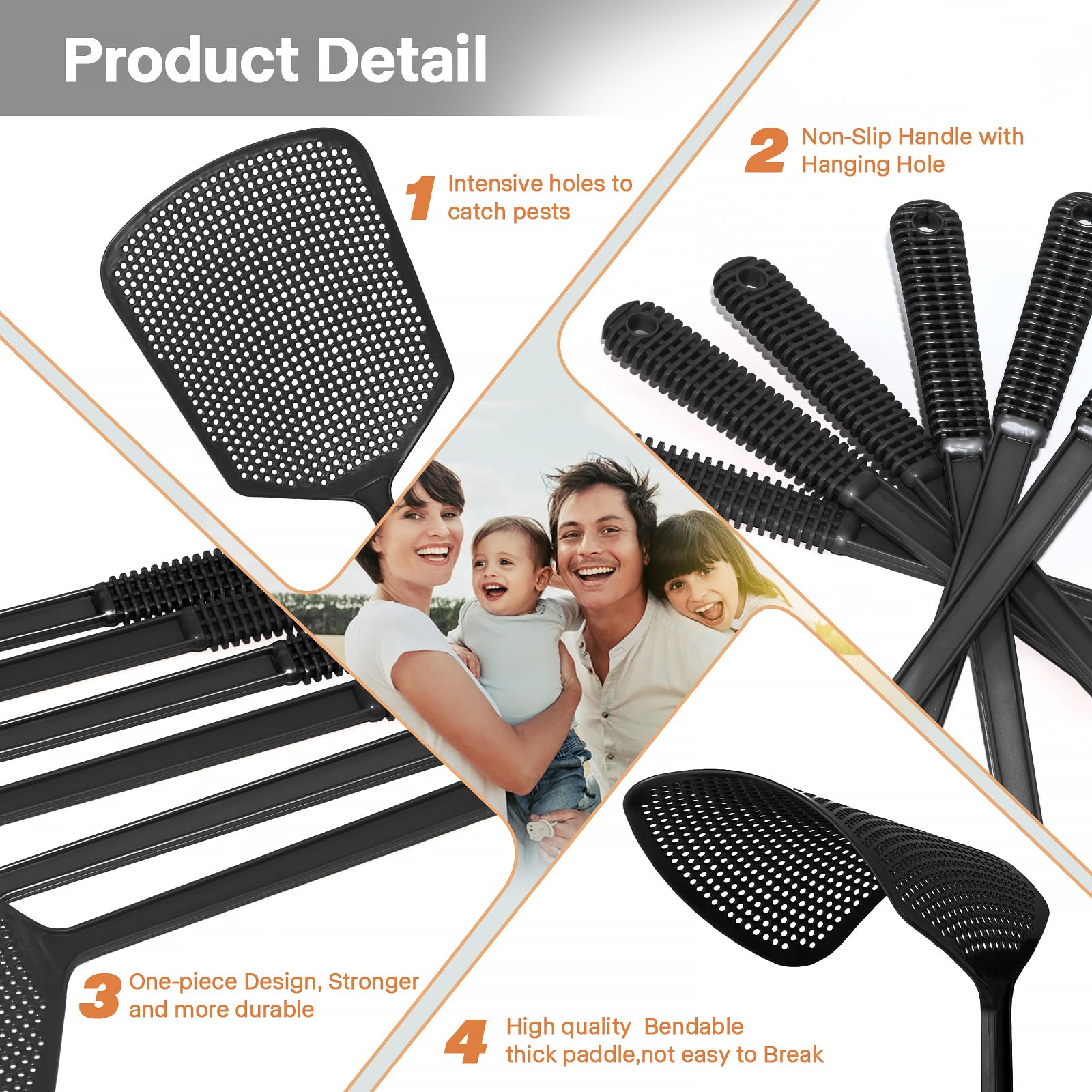Hiway fly swatters four-pack solid one-piece design for durable use.