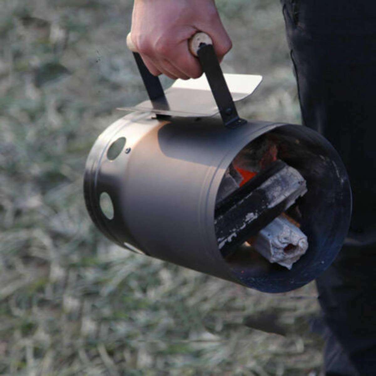 HiwowSport Charcoal Chimney Starter galvanized steel gives durability