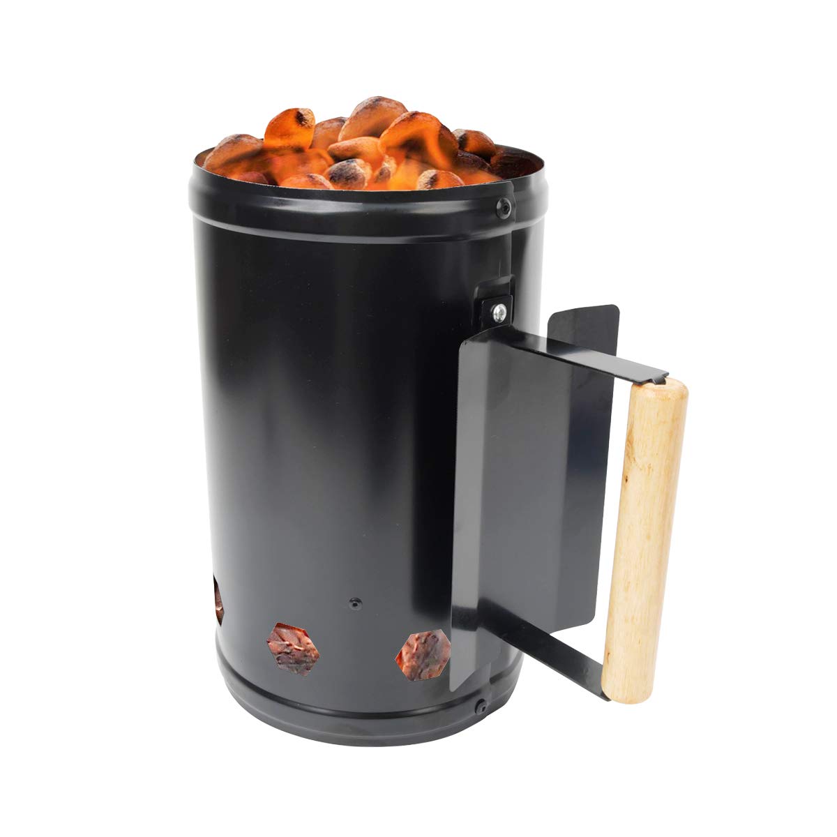 HiwowSport Charcoal Chimney Starter front view for quick outdoor lighting