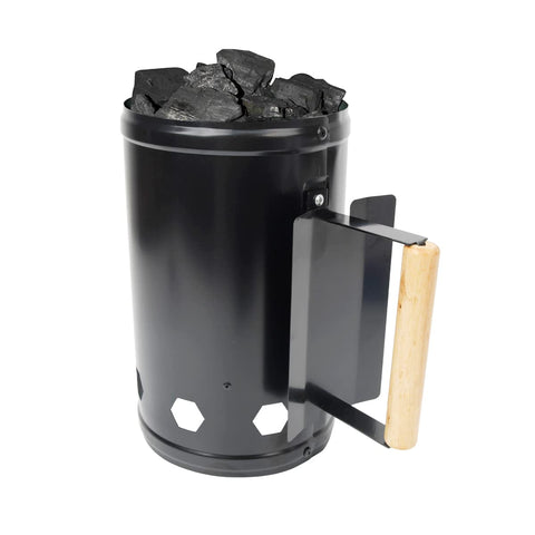HiwowSport Charcoal Chimney Starter wooden handle for safe lifting