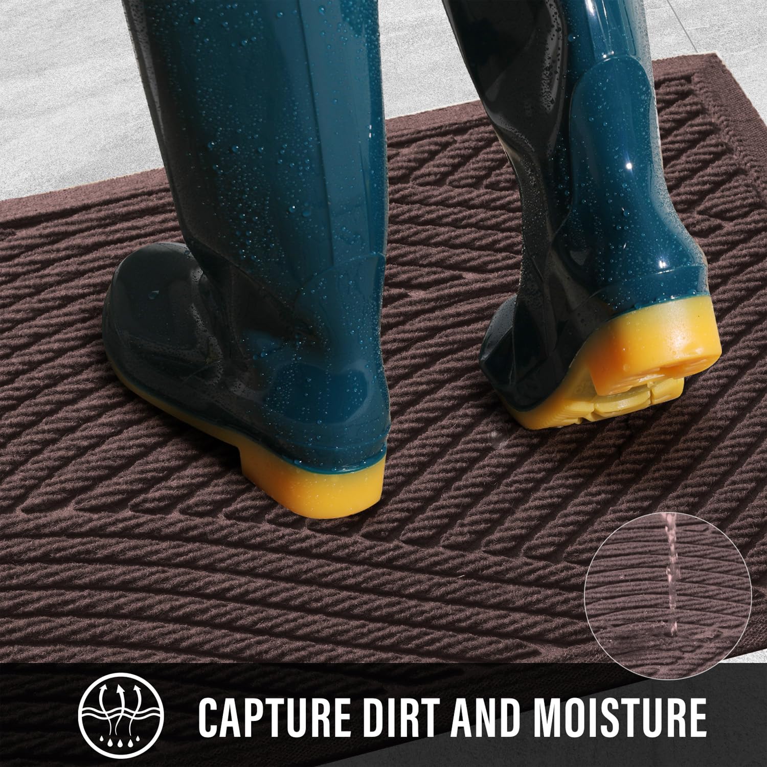 HIYARD coffee front door mat with non-slip backing stays in place.