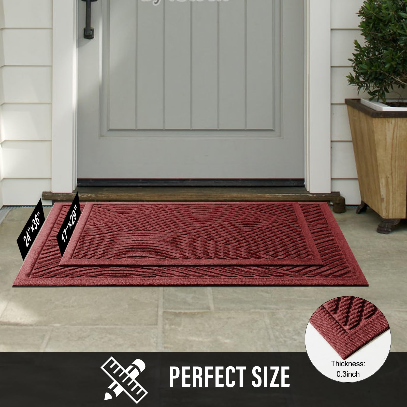 HIYARD front door mat easy to clean by vacuuming or hose rinsing