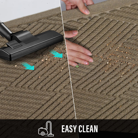 HIYARD easy-clean front door mat can be vacuumed or hose rinsed for quick maintenance.
