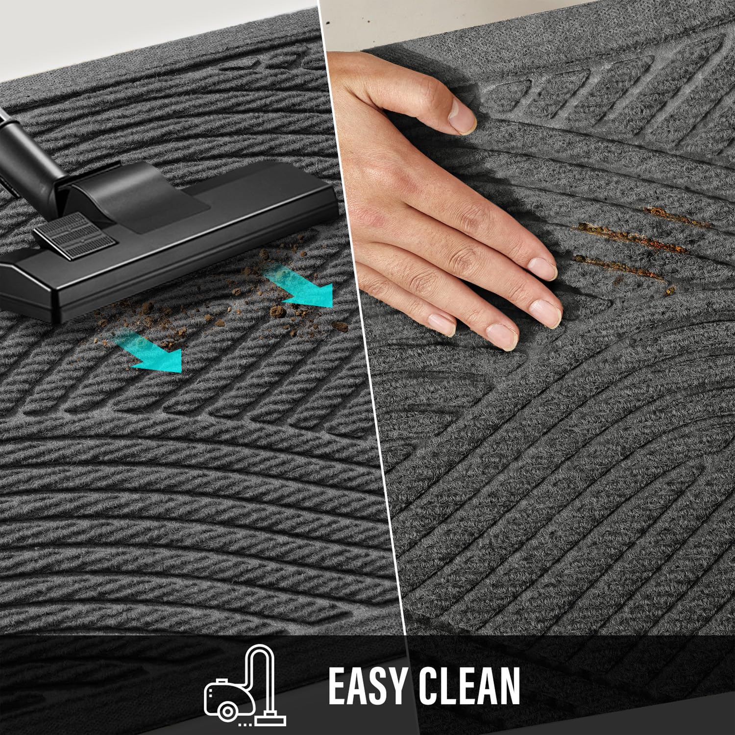 Easy to clean HIYARD mat can be vacuumed or rinsed