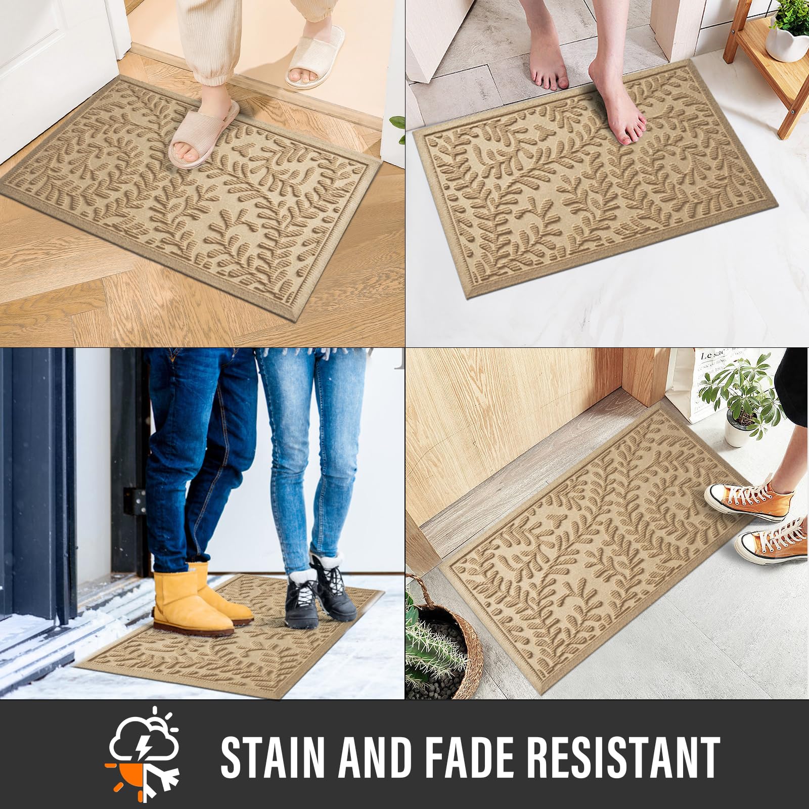 HIYARD entry mat in outdoor-indoor use resists weather and fading for long-lasting appeal.