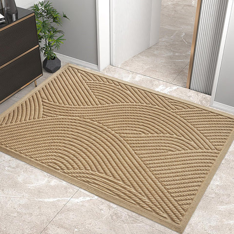 HIYARD front door mat 60x36 beige keeps dirt outside and welcomes visitors.