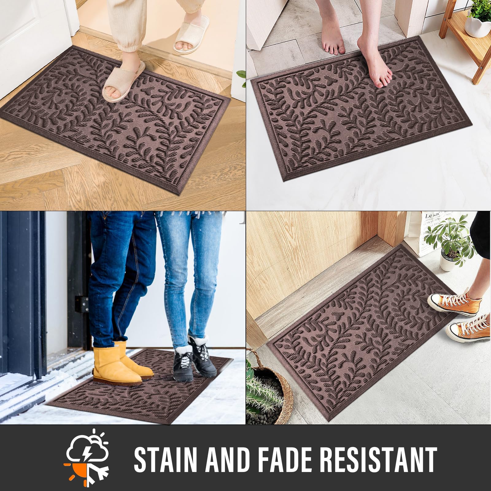 HIYARD front door mat's low-profile design fits under doors.